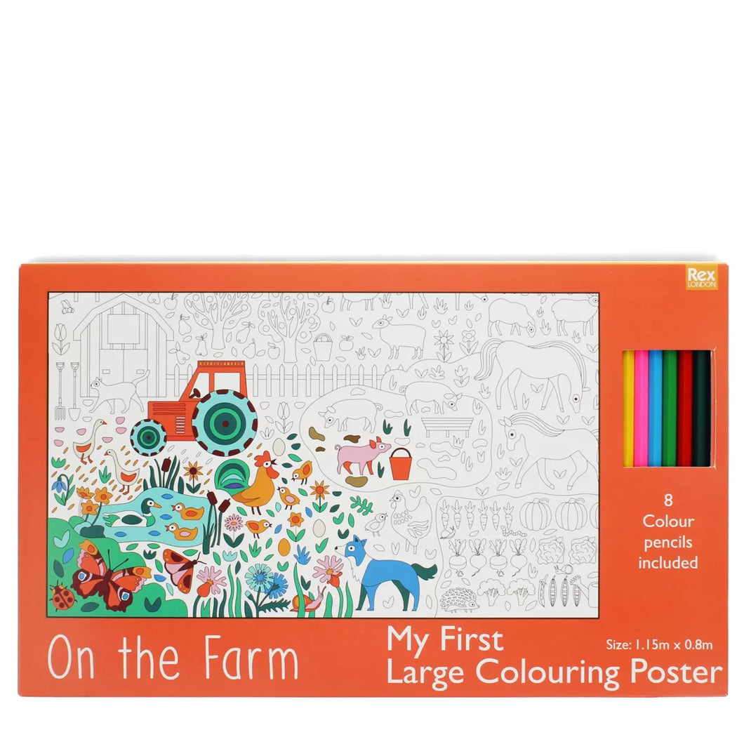 Grand poster à colorier + crayons - La Ferme